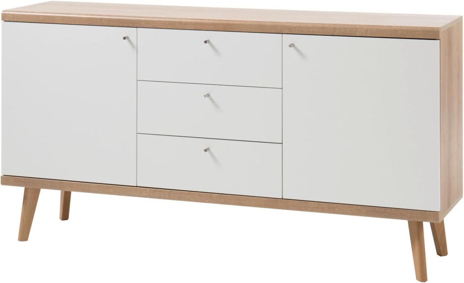 Sideboard Helge in weiß und Eiche Riviera 160 x 83 cm Bild 1