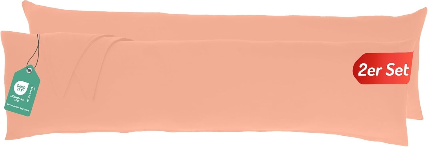 Livessa Seitenschläferkissen Bezug 40x145 (2er Set) - Verdeckter Reißverschluss an der Langen Seite,%100 Baumwolle Jersey Stoff, Oeko-Tex Zertifiziert, Ultra weich und atmungsaktiv Bild 1