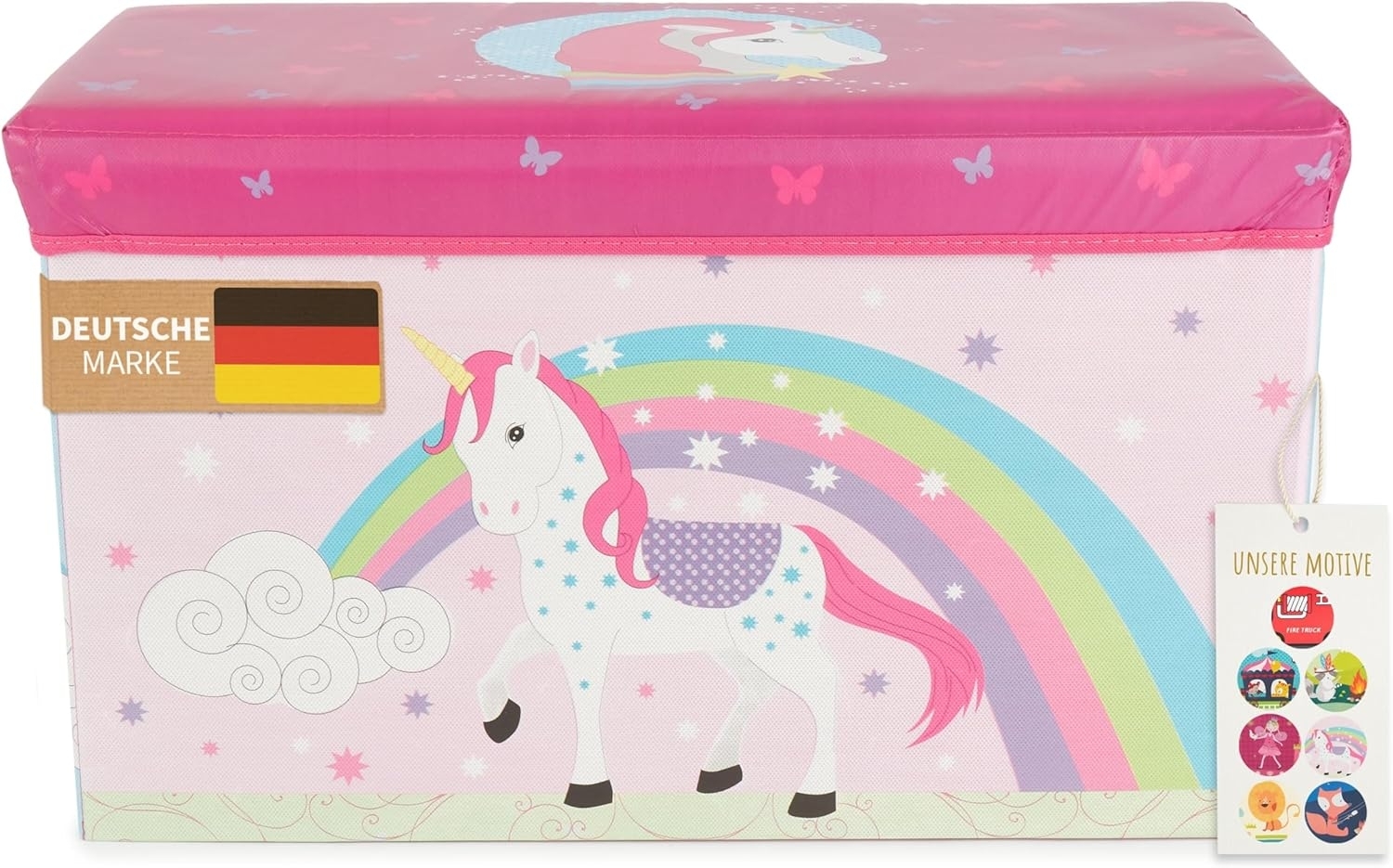 Große Spielzeug- und Staubox sowie Sitzbank fürs Kinderzimmer, Einhorn, 60 x 30 x 35 cm, von Bieco Bild 1