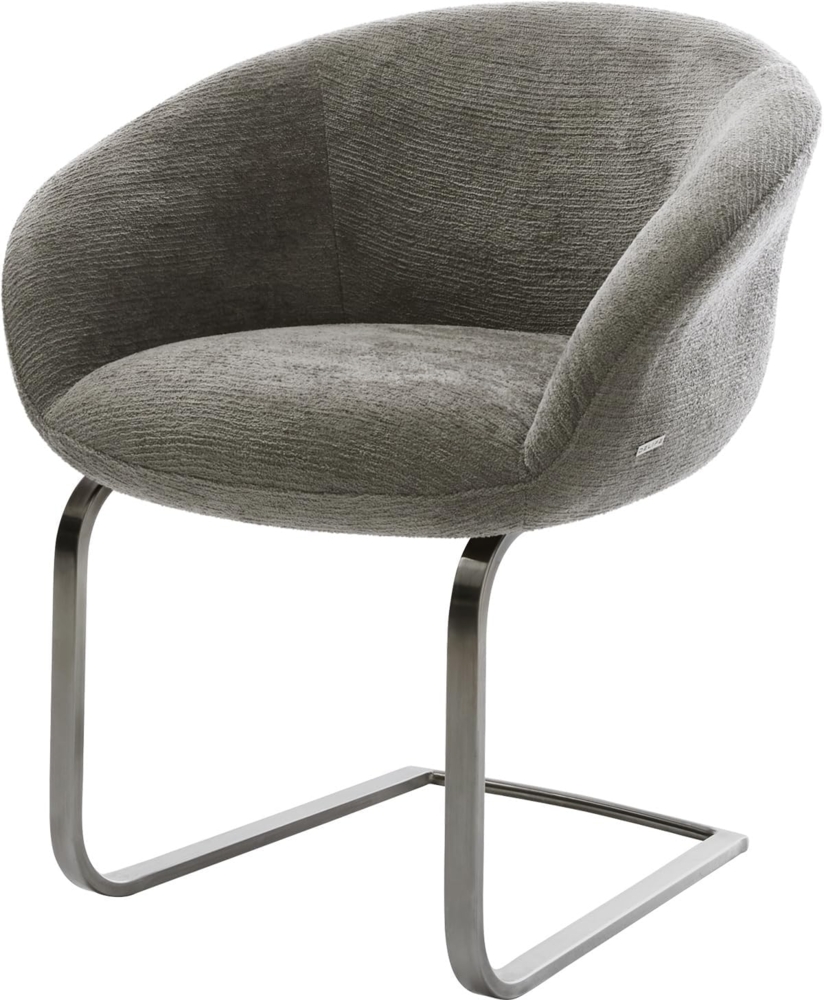 Freischwinger Vinka-Flex mit Armlehnen Bouclé Soft Schlamm Freischwinger flach Graphit Taschenfederkern Bild 1