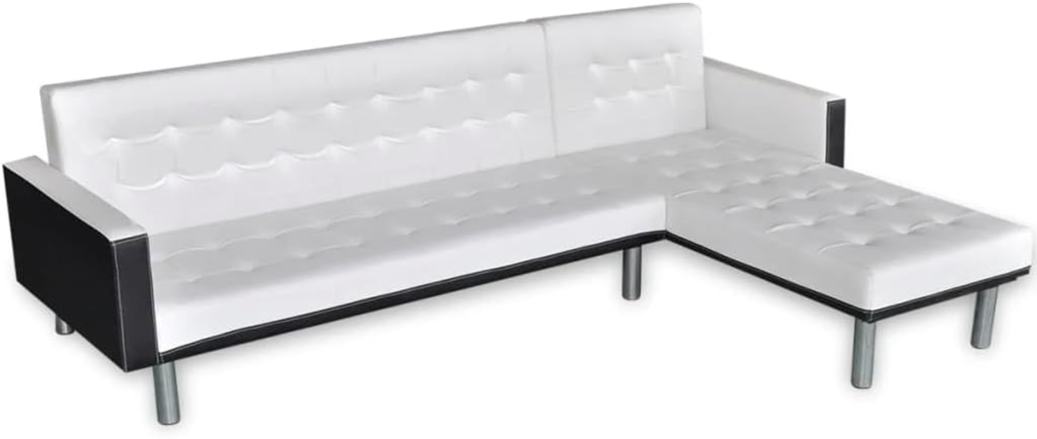 vidaXL Schlafsofa in L-Form Kunstleder Weiß und Schwarz 244333 Bild 1