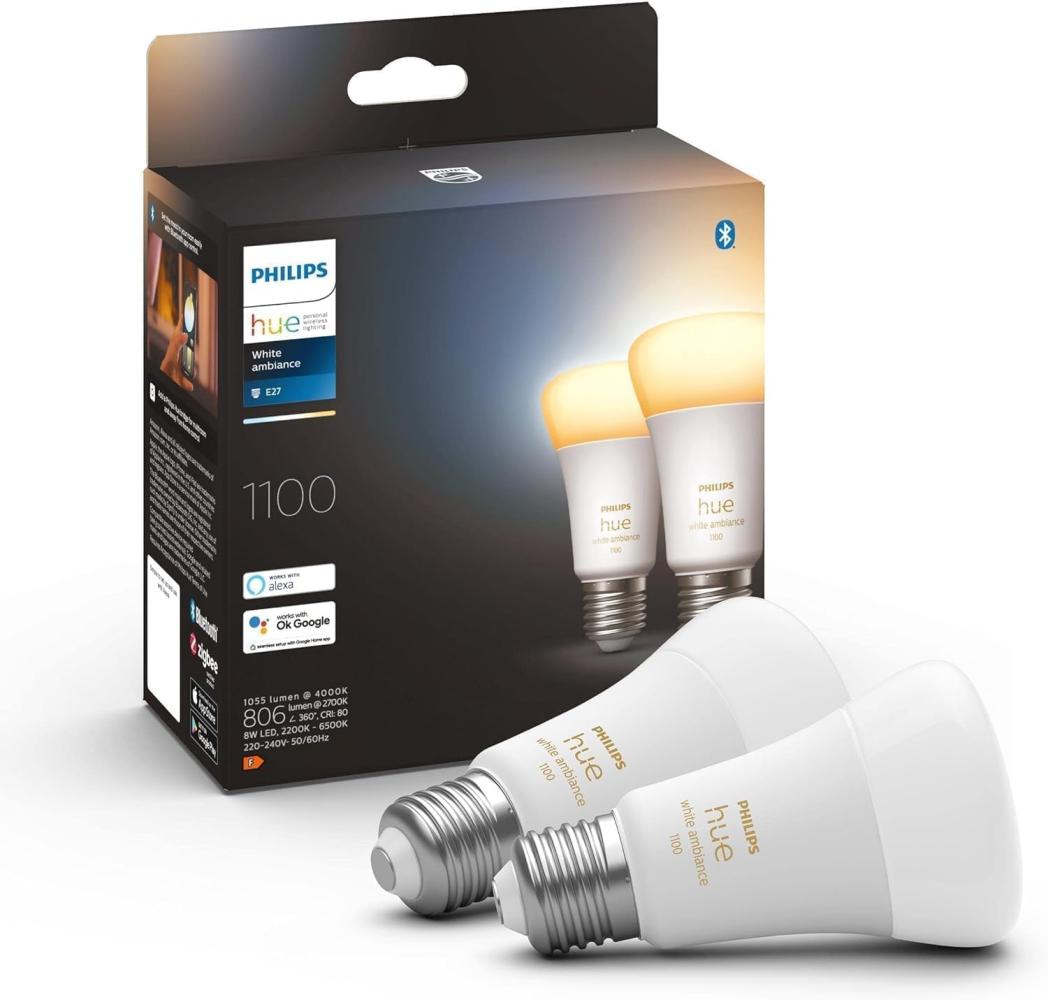 Philips Hue White Ambiance E27 LED Lampe Doppelpack 2x 8,5 W Bluetooth Bild 1