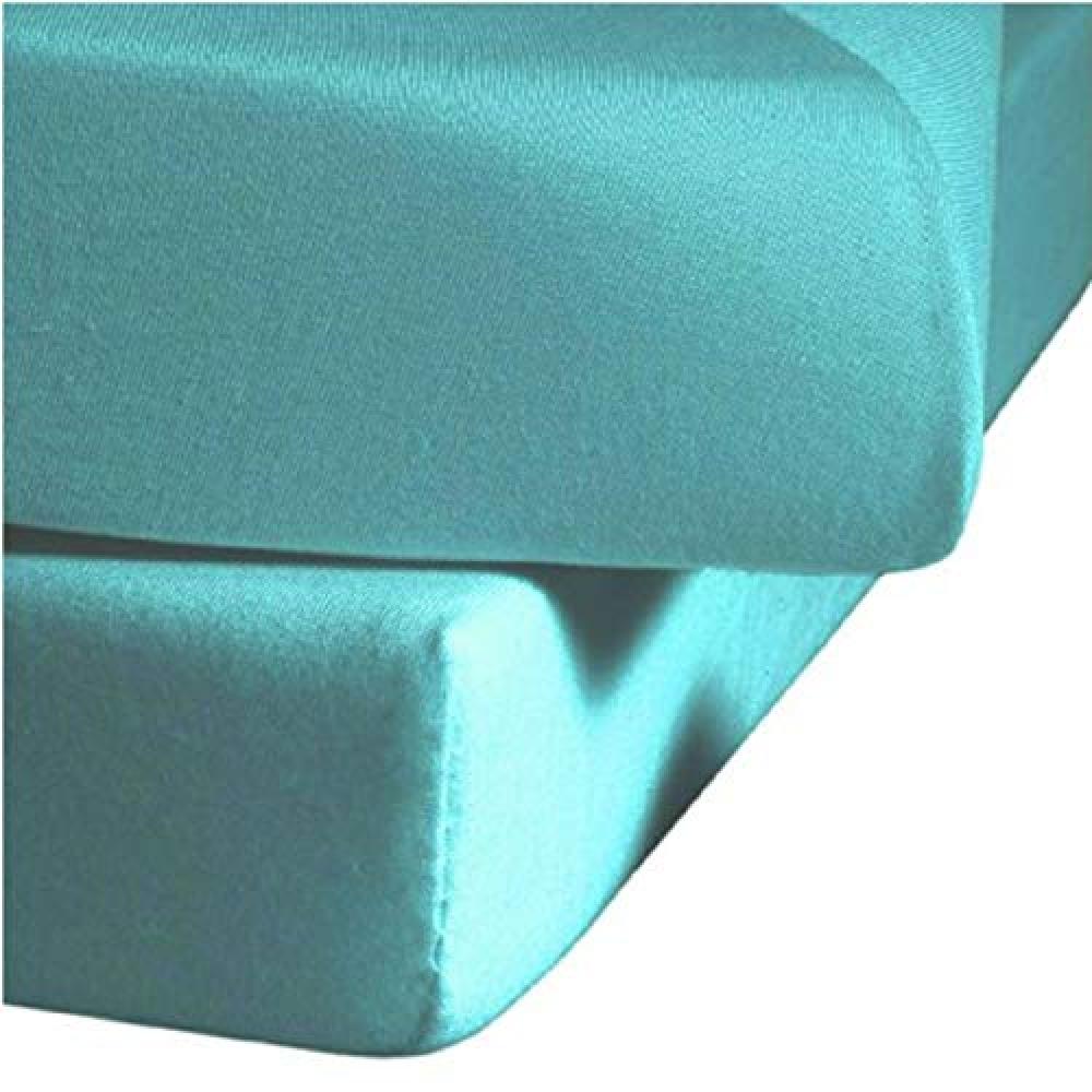 fleuresse Mako-Jersey-Spannlaken Jenny C Farbe Petrol 6066 Größe: 100 x 220 cm Bild 1