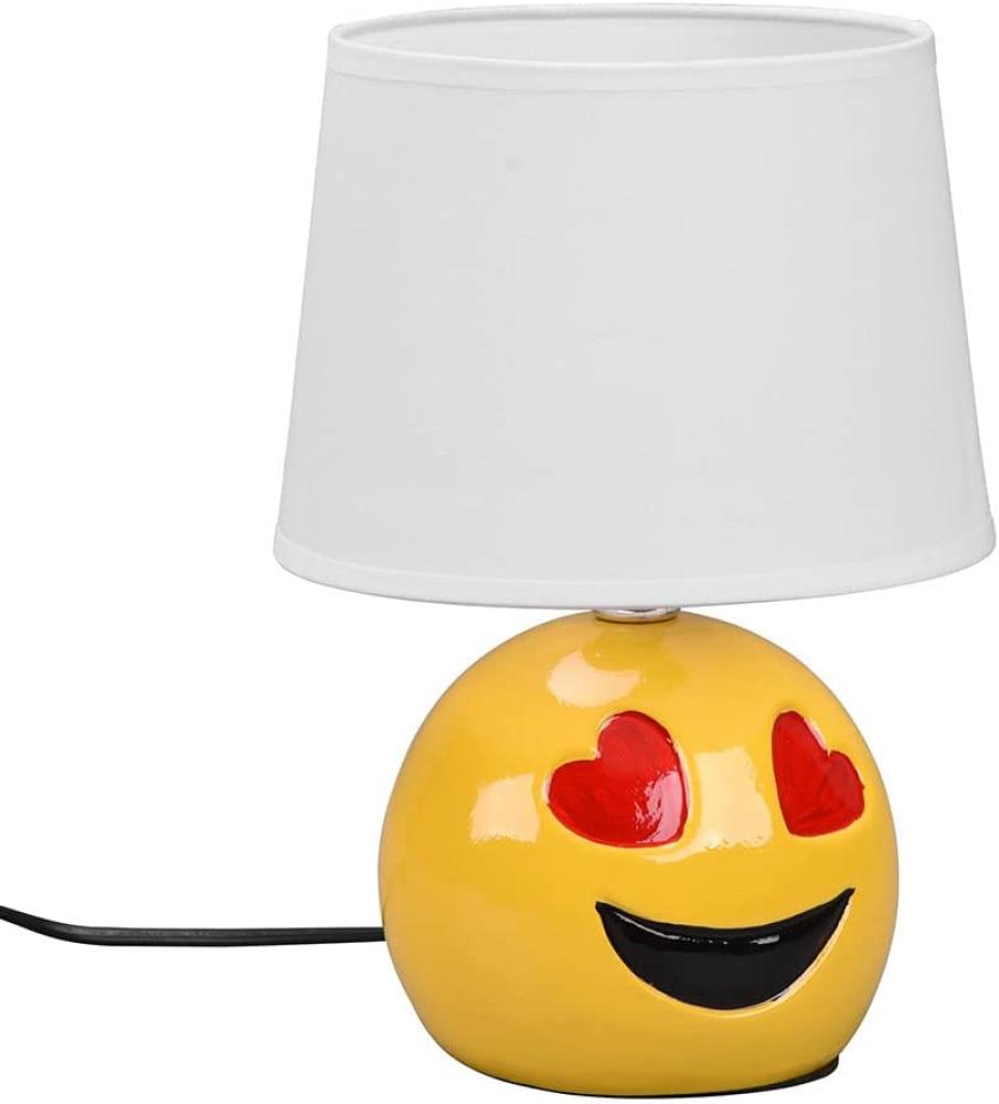 Tischleuchte, Keramik gelb Textil, Smiley , H 26 cm Bild 1