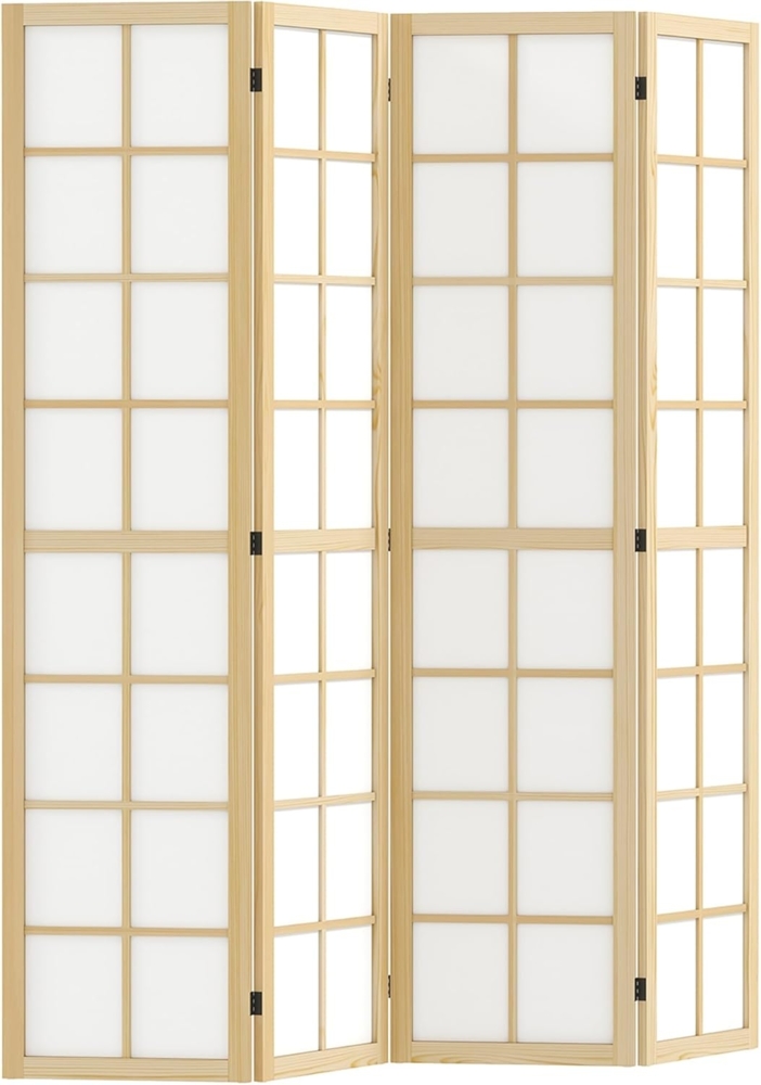 HOMCOM Paravent 4-teilig 160 x 170 cm Trennwand Raumteiler (Sichtschutz, 1 St), Stellwand für Wohnzimmer Natur Bild 1