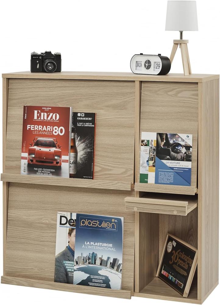 Iris Ohyama, Möbel, Regal, Bücherregal, mit 4 Klapptüren, Design, Vielseitig, Büro, Schlafzimmer, Wohnzimmer, Esszimmer - Flap Rack FR-F4 - Hellbraun Bild 1