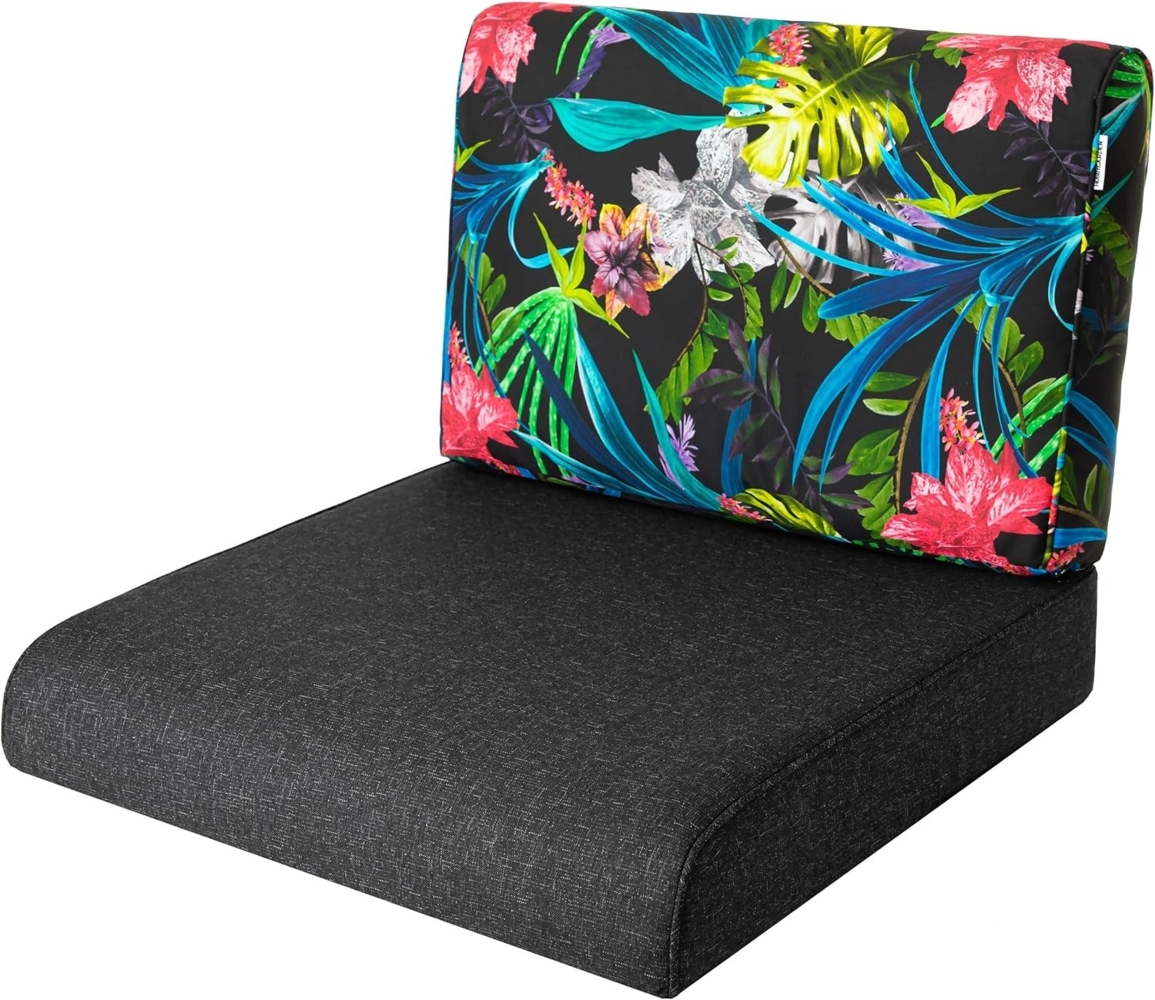 Bjird Sitzkissen Polsterauflagen für Rattanmöbel - 2-teilig (Sitz + Rückenlehne), Kissen für Gartenmöbel / Stühle - Indoor & Outdoor - Anti-Rutsch Bild 1