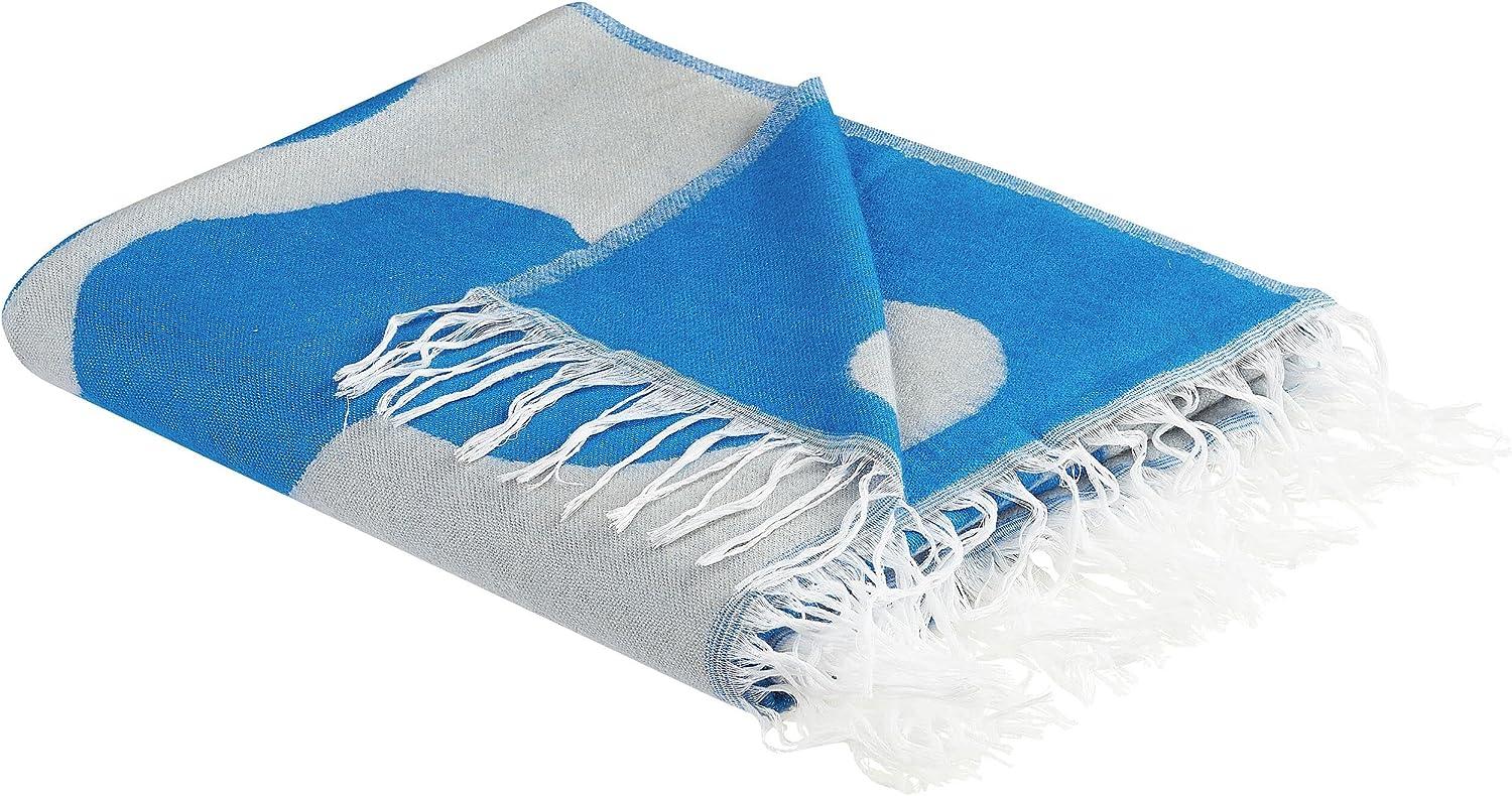 Kuscheldecke KIHUN Stoff 130 x 170 cm Blau Blumenmuster Bild 1