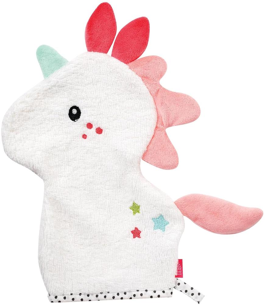 Fehn 057270 Waschhandschuh Einhorn / Waschlappen mit Tiermotiv für fröhlichen Badespaß, für Babys und Kinder ab 0+ Monaten Bild 1