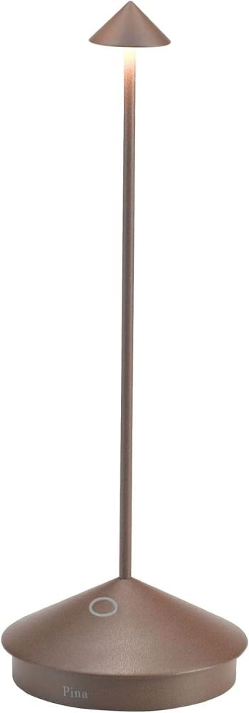 Zafferano, Pina Lamp, Kabellose wiederaufladbare Tischleuchte mit Touch Control, Geeignet für Wohnzimmer und Außenbereich, Dimmer, 2200-3000 K, Höhe 29 cm, Farbe Corten Bild 1