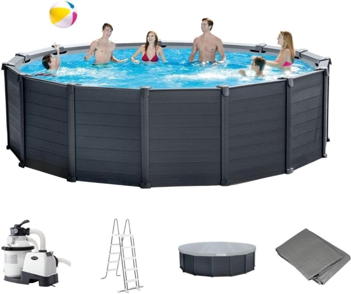 Intex 'Frame Swimming Pool Set Graphit Ø 478 x 124 cm', graphit, inkl. Sandfilteranlage Bild 1