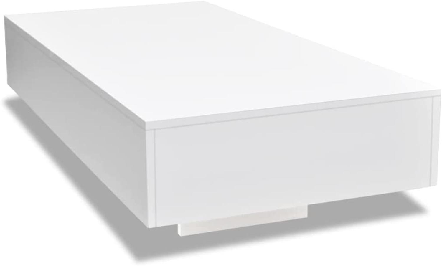 Couchtisch, MDF Hochglanz Weiß, 115 x 55 x 31 cm Bild 1