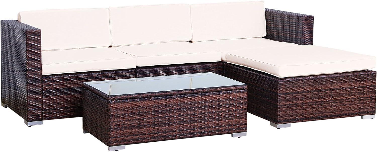 SVITA CALIFORNIA Polyrattan Lounge Rattan Set Sofa Garnitur Gartenmöbel braun Bild 1