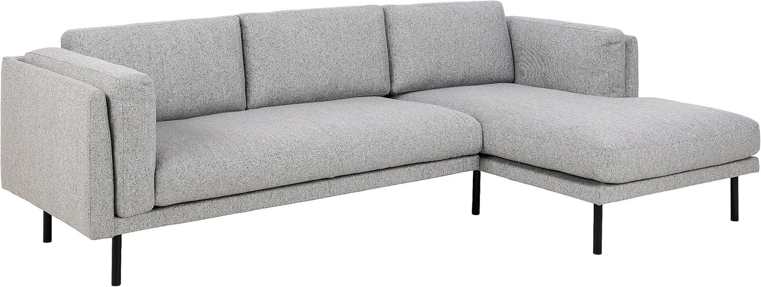 AC Design Furniture Leman 2,5 Sitzer mit Chaise Longue und 3 Kissen, Ecksofa mit Grauem Bouclé Bezug und Schwarzen Metallbeinen, B: 260 x H: 82 x T: 150 cm Bild 1