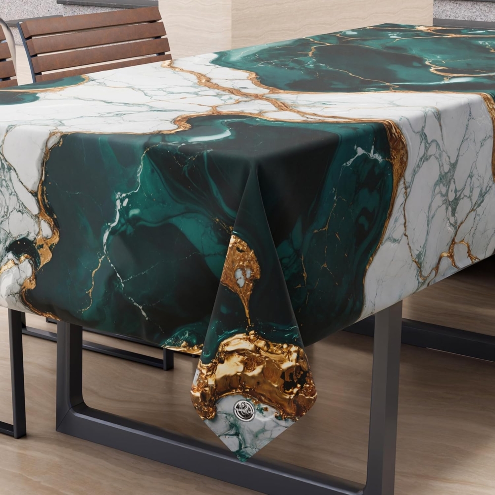 PETTI Artigiani Italiani - Schmutzabweisende Tischdecke, rechteckig, für Küche, elegant, Marmor-Effekt, für 6 Plätze (140x180 cm), 100% Made in Italy Bild 1