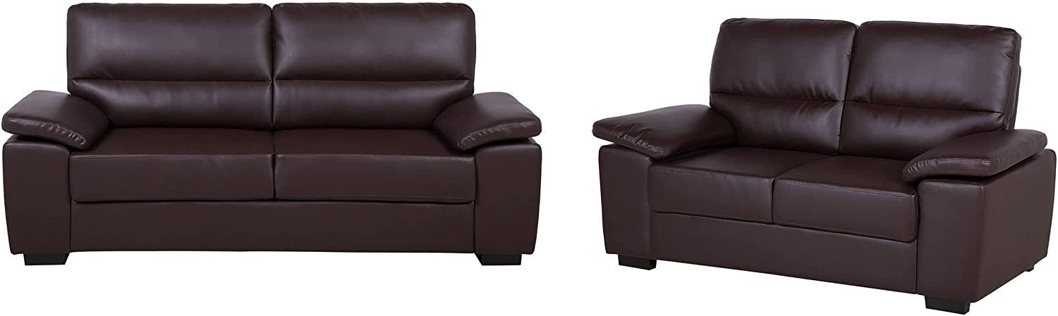 'Vogar' 2er-Sofa-Set, Kunstleder braun,165 x 74 x 90 cm/ 195 x 74 x 90 cm Bild 1