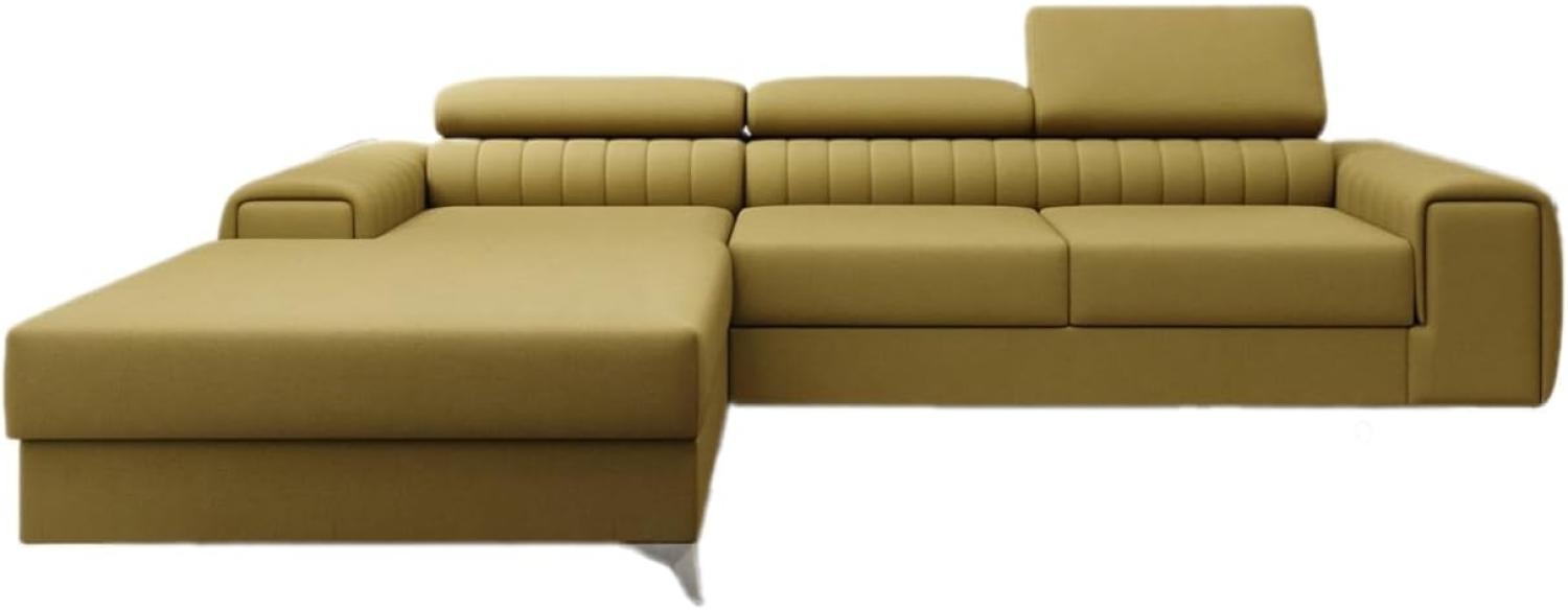 Designer Sofa Melinda mit Schlaf- und Klappfunktion Stoff Senf Links Bild 1