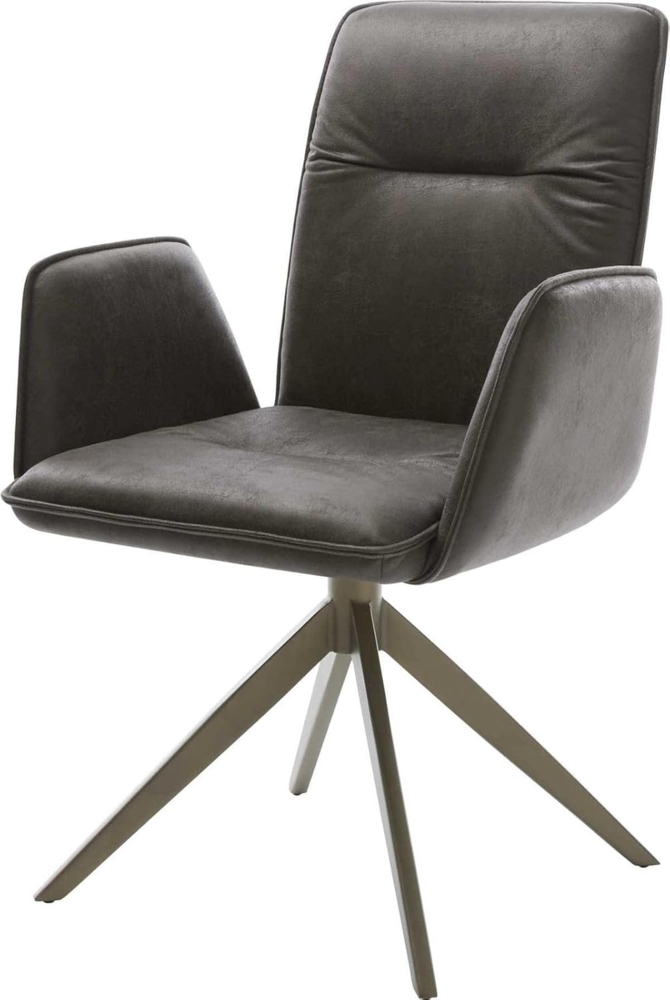 Drehstuhl Vinja-Flex Mikrofaser Anthrazit Vintage Kreuzgestell breit Effektfinish Titan 360° drehbar Wippfunktion Bild 1