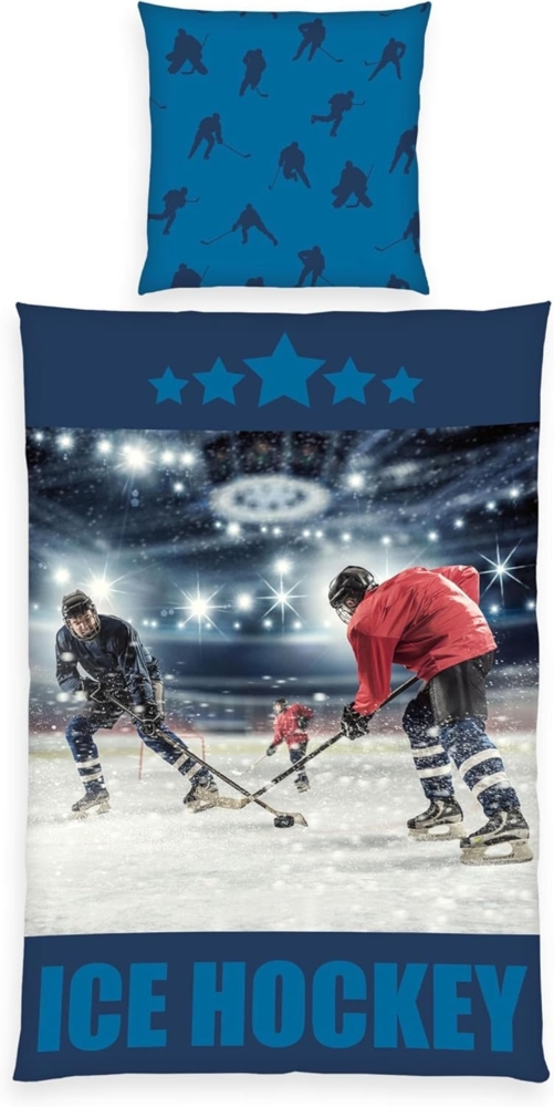 Herding Young Collection Bettwäsche Eishockey Bettwäsche MRV / branded zipper 80/80+135/200 cm Bettwäsche, kinderbettwäsche 135x200 baumwolle kinder bettwäsche 135x200 Bild 1