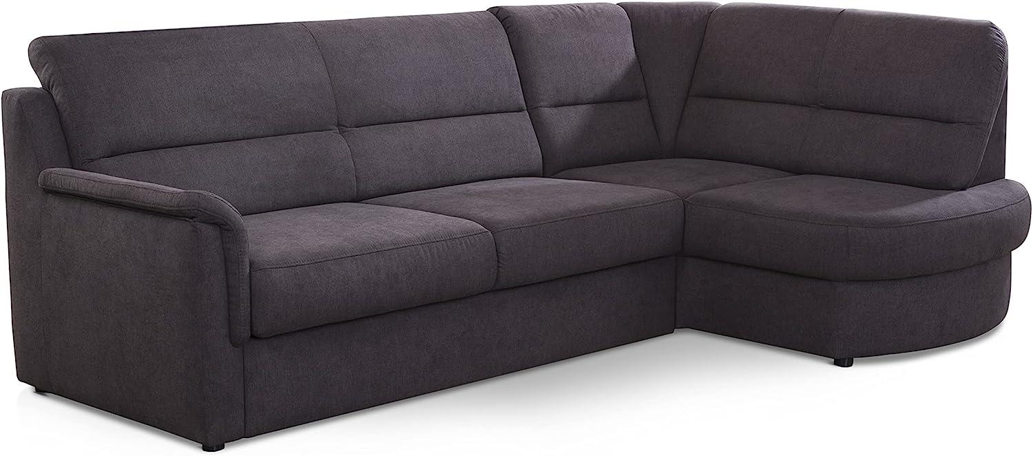 Cavadore Ecksofa Paris mit Federkern / Kleines L-Sofa mit Vorziehsitz, Bettkasten und Ottomane / 243 x 87 x 155 / Dunkelgrau Bild 1