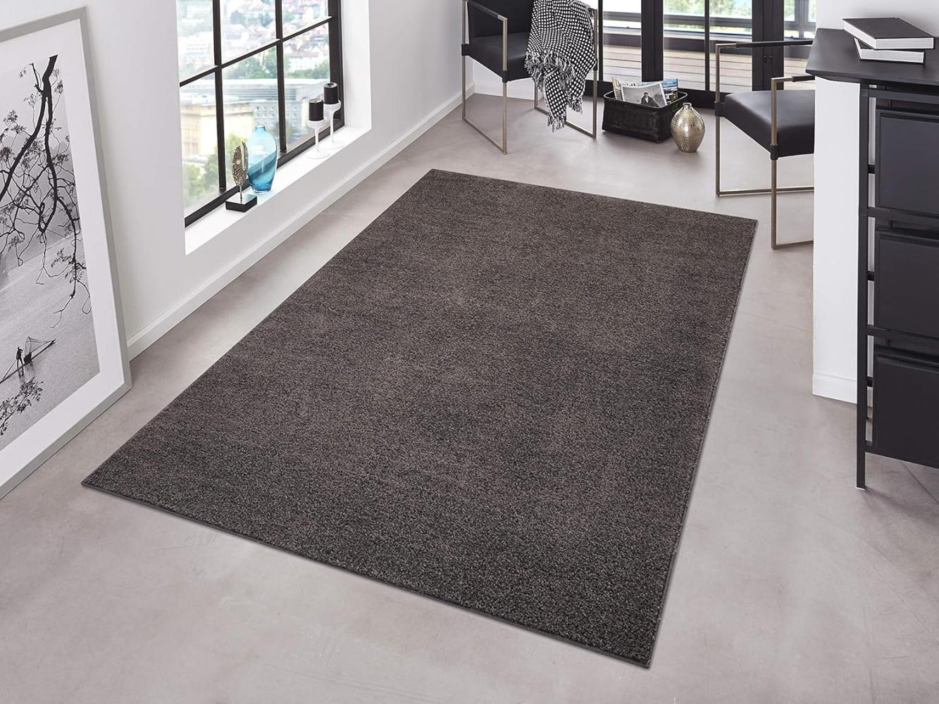 Kurzflor Teppich Pure Uni Anthrazit - 200x300x1,3cm Bild 1