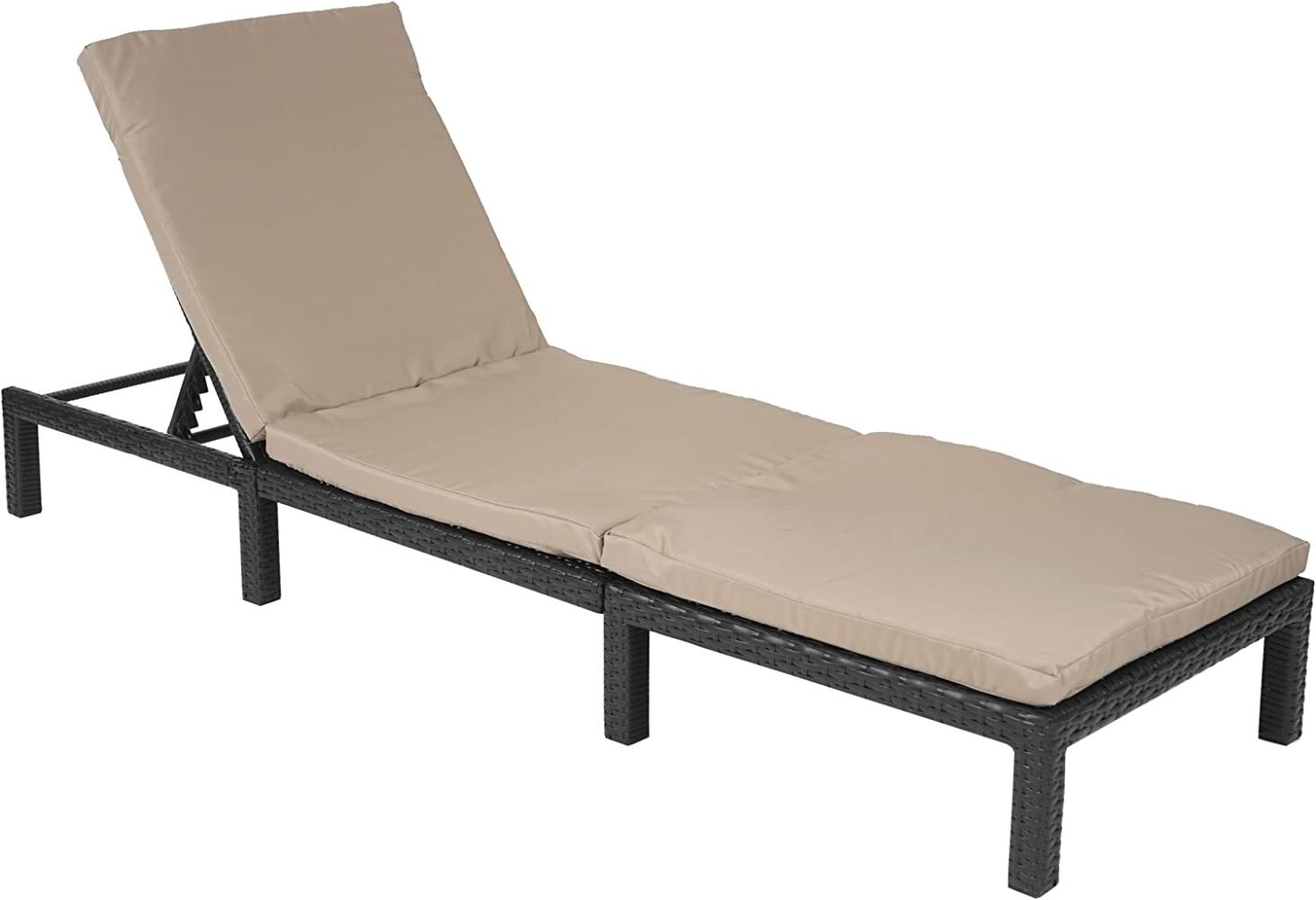 Poly-Rattan Sonnenliege HWC-A51, Relaxliege Gartenliege Liege ~ Basic anthrazit, Kissen creme Bild 1