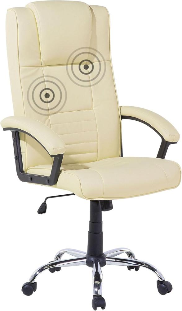 Bürostuhl beige Kunstleder Massagefunktion Heizfunktion COMFORT II Bild 1