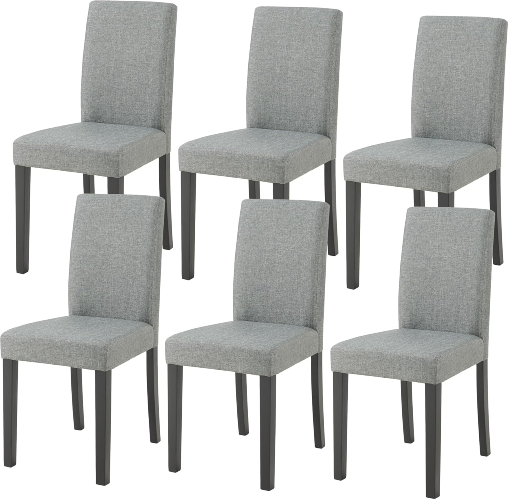 Esszimmerstuhl Hamburg 6er Set Textil Hellgrau [en. casa] Bild 1