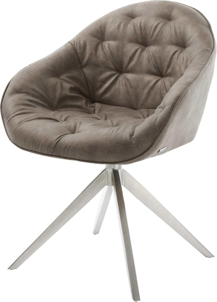 Drehstuhl Gaio-Flex Mikrofaser Taupe Vintage Kreuzgestell breit Edelstahl 360° drehbar Wippfunktion Bild 1