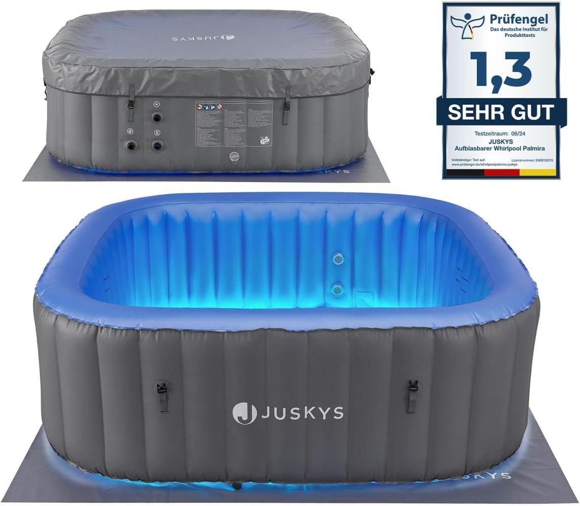 Juskys Whirlpool Palmira für bis zu 6 Personen - Outdoor Indoor Pool aufblasbar & mit LED - 2 m Aussenwhirlpool - Spa Hot Tub eckig - Grau Bild 1