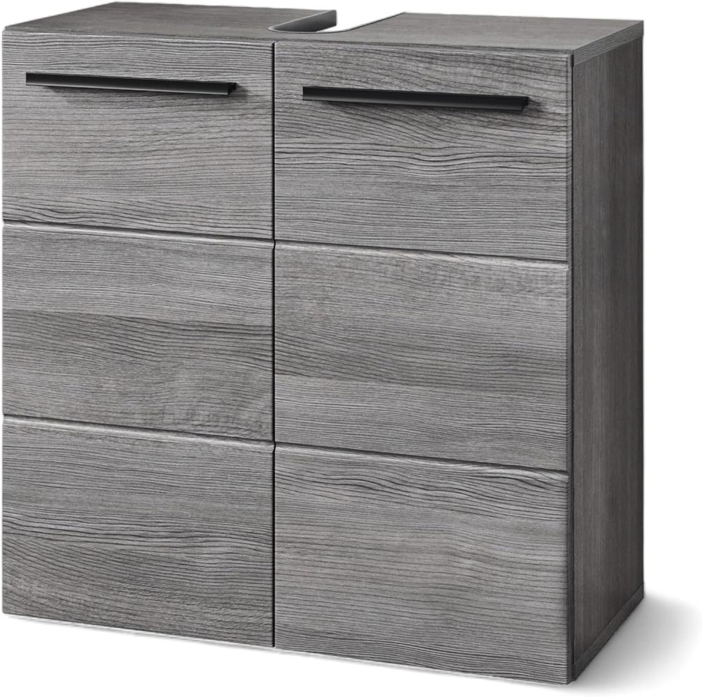 Silver Badezimmer Waschbeckenunterschrank in Rauchsilber FSC-zertifiziert - Bad Unterschrank Badezimmerschrank mit viel Stauraum - 60 x 62 x 30 cm (B/H/T) Bild 1