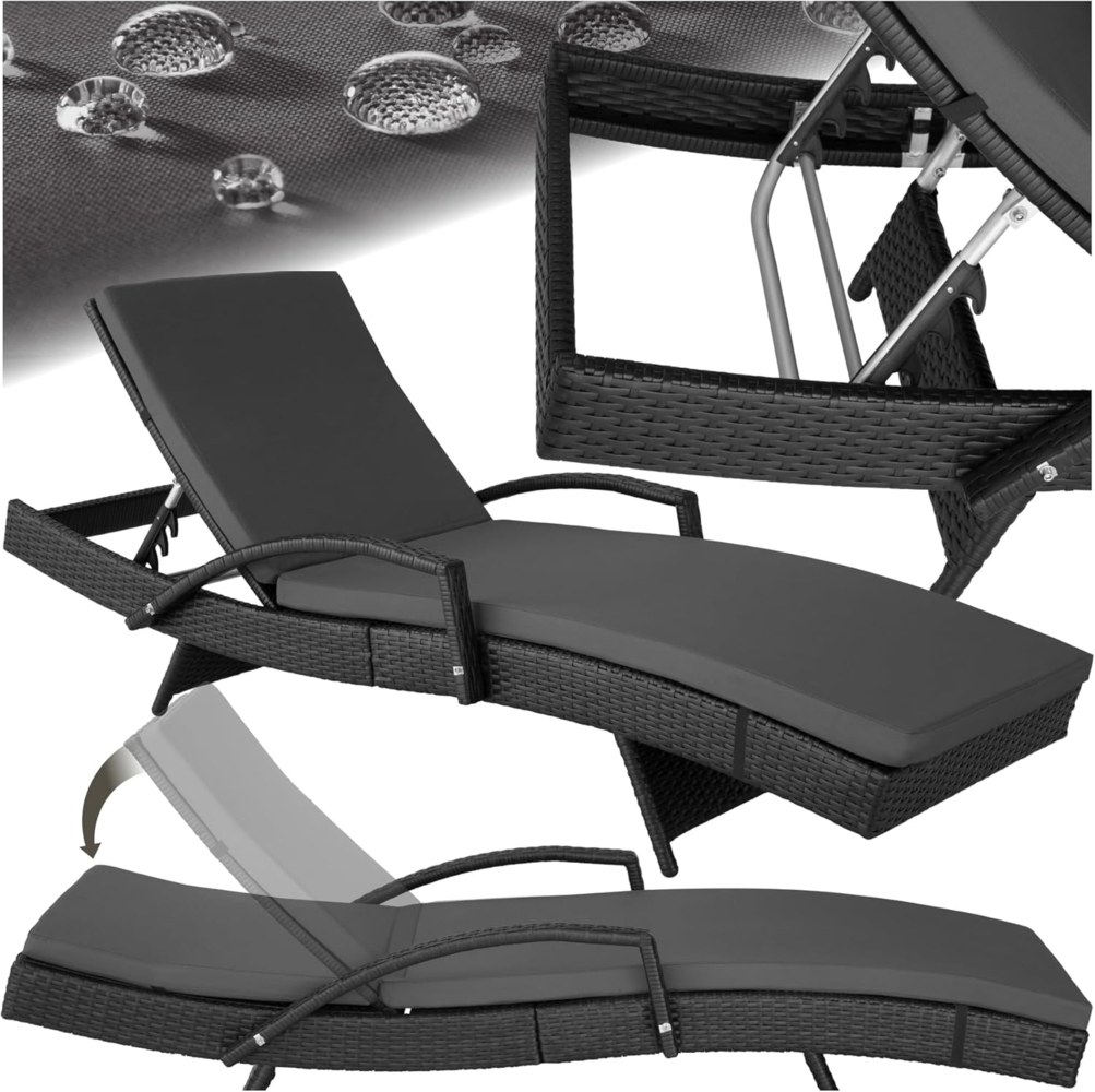 tectake Gartenliege Rattan Sonnenliege, 1, 1 St, 1tlg, mit Aluminiumgestell Bild 1