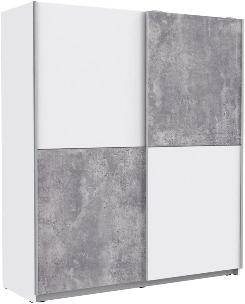 Schwebetürenschrank Wibold 4 weiß Betondekor 170x191x61 cm Schrank ohne Dämpfungsbeschläge Bild 1