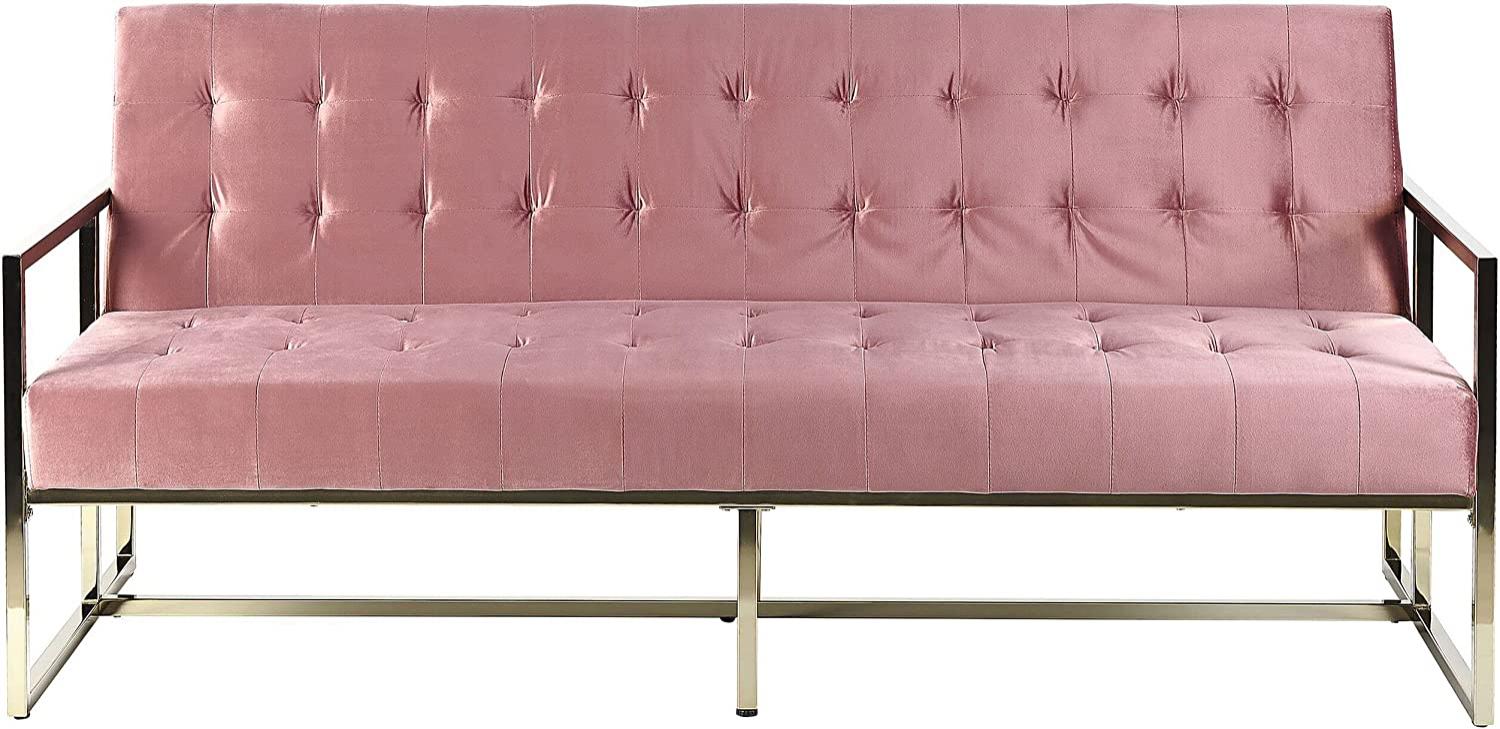 Schlafsofa 3-Sitzer Samtstoff rosa MARSTAL Bild 1