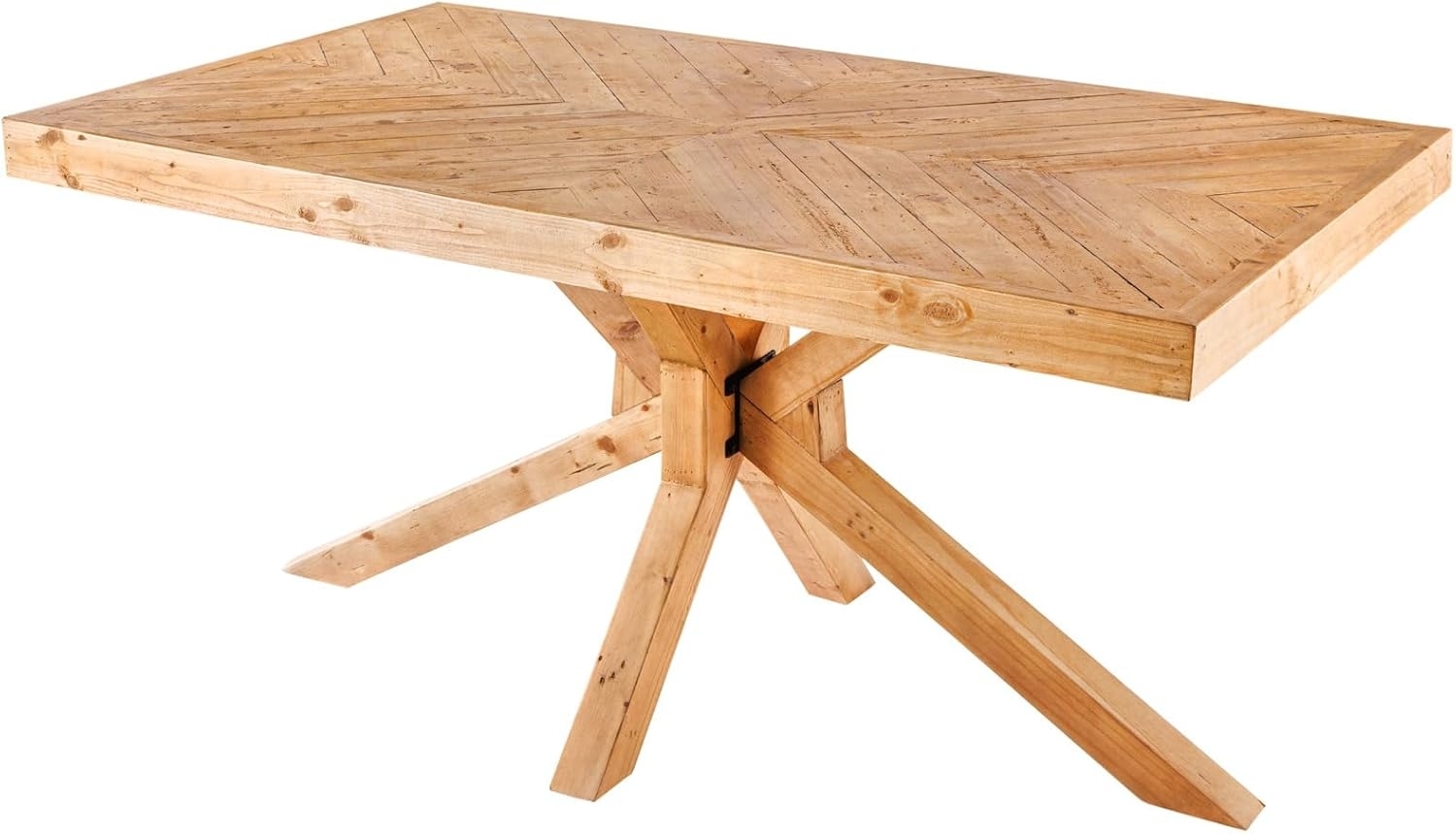 riess-ambiente Esstisch MOSAIK 160cm natur (Einzelartikel, 1-St), Pinie-Massivholz · recycelt · Sterngestell · bis 6 Personen · Landhaus Bild 1