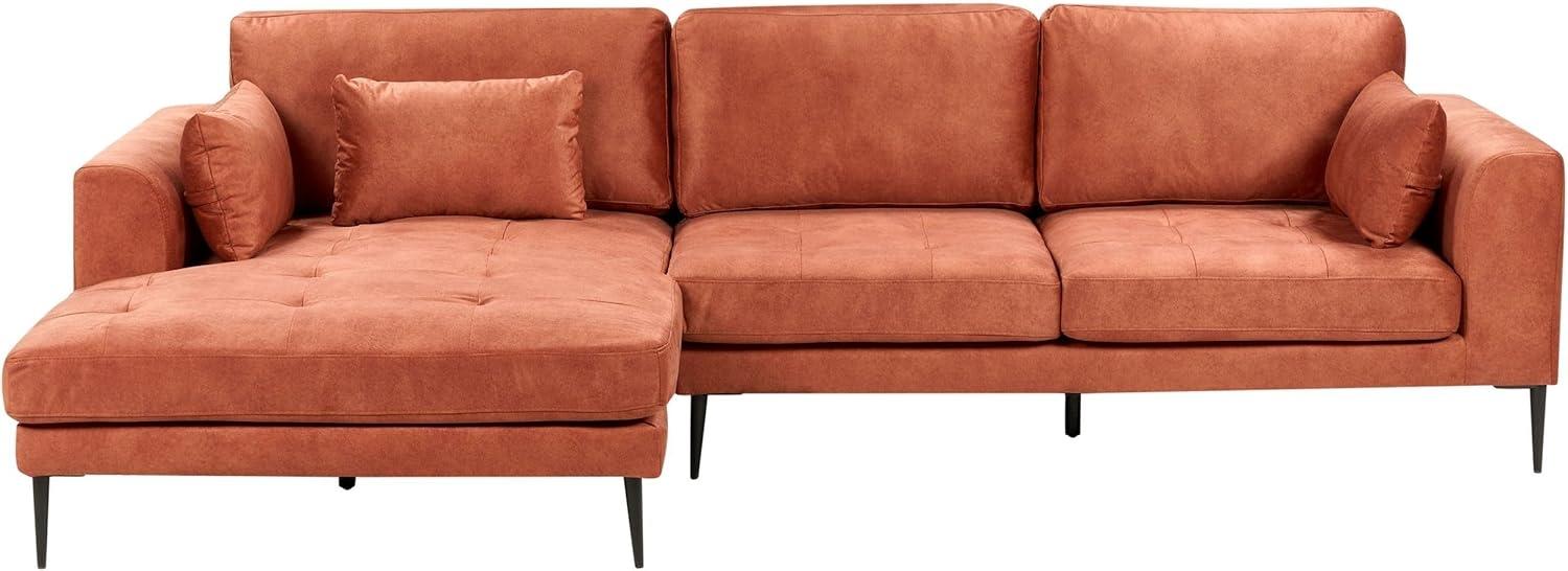 Ecksofa FLAM Orange Samtstoff Rechtsseitig Bild 1