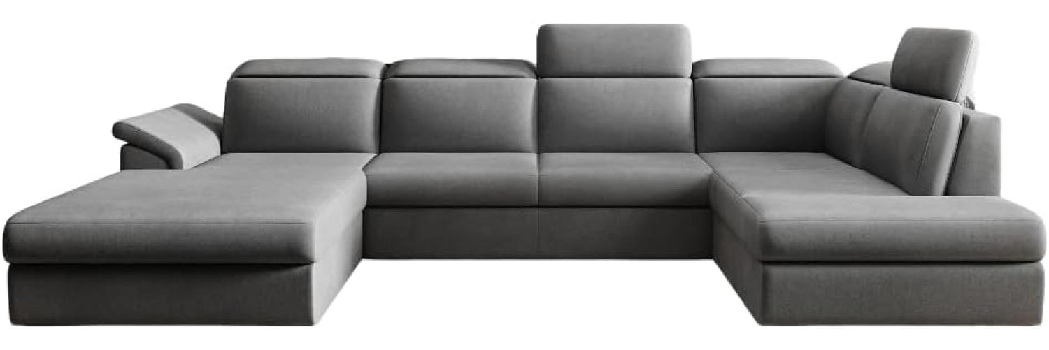 Designer Sofa Emiliano mit Schlaf- und Klappfunktion Samt Grau Links Bild 1