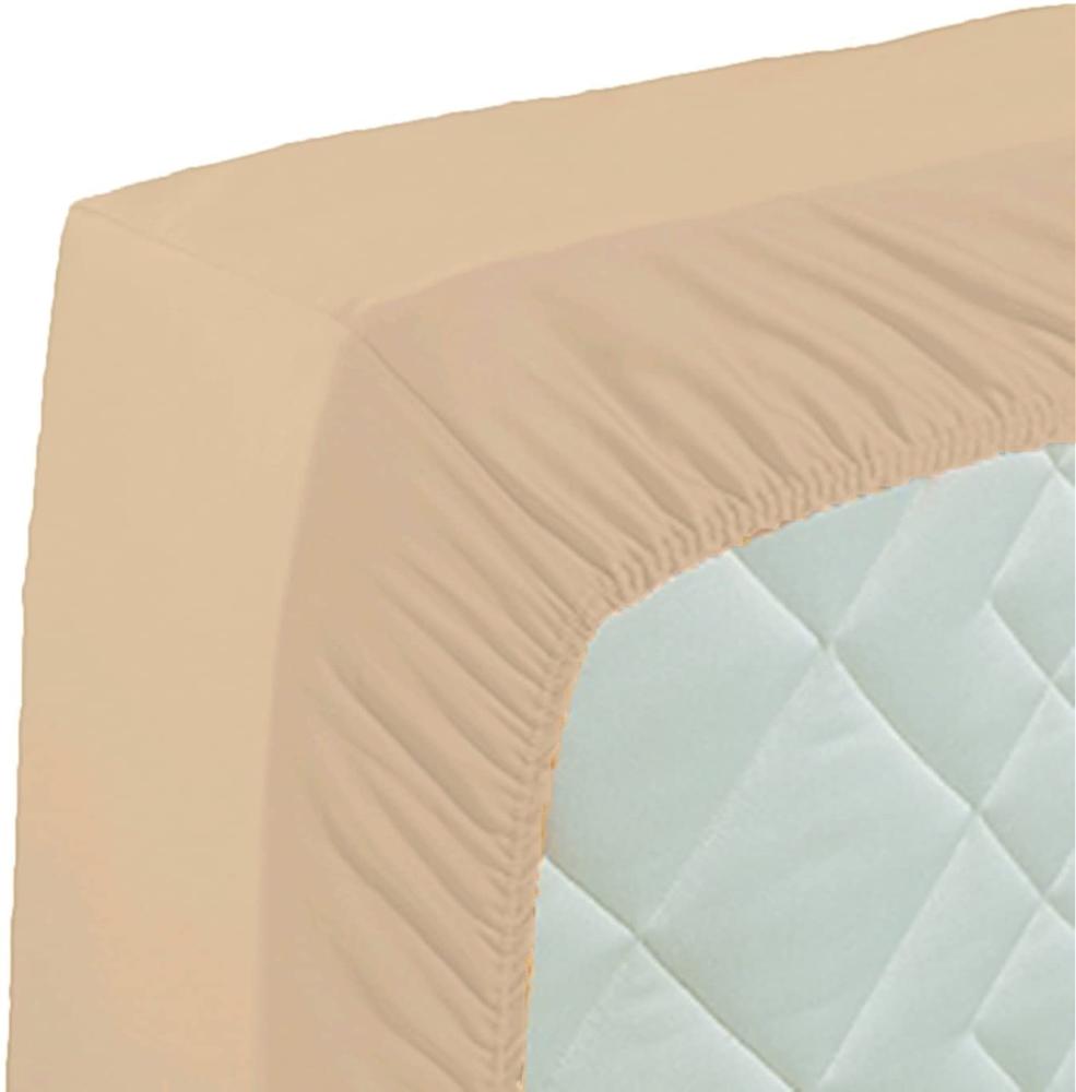 Bauer Uni-Mako-Satin Spannbettlaken, 90x200 cm, Fb. 3529 beige Bild 1