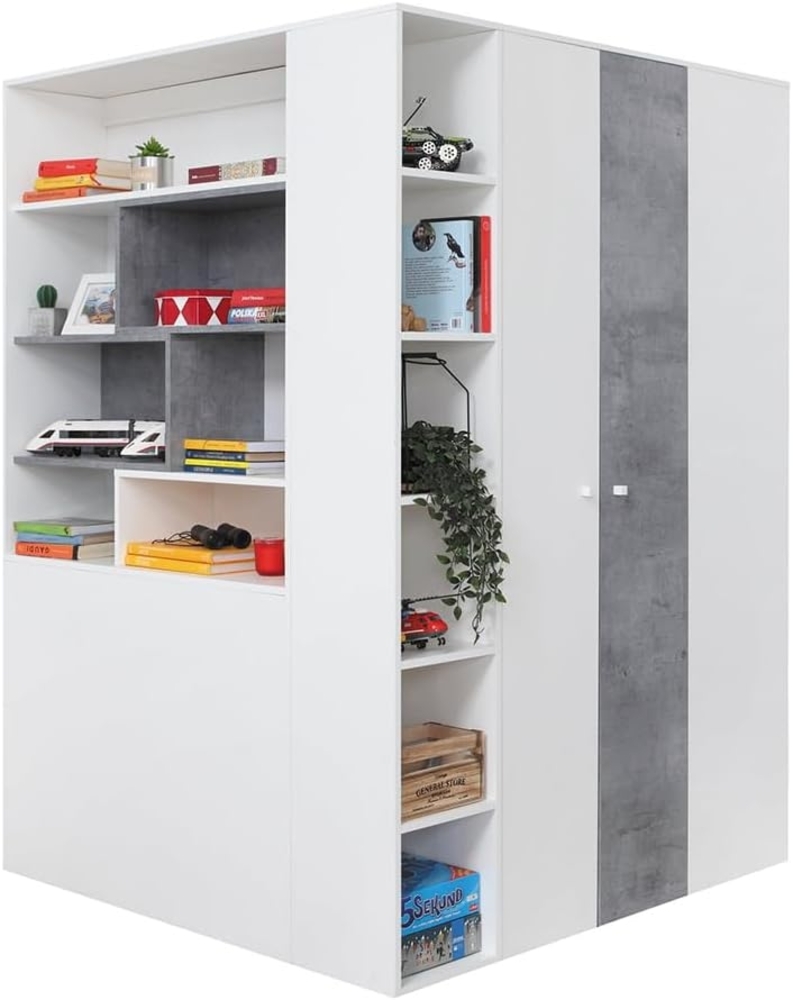 Lomadox Kleiderschrank SEATTLE-133 begehbar, 135x135cm, in Beton/weiß Bild 1
