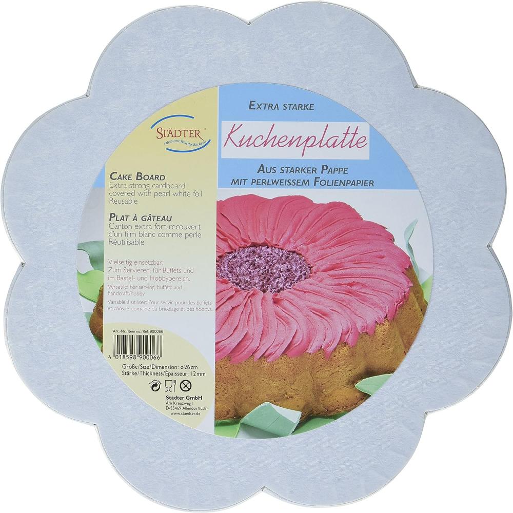 Städter Kuchenplatte Rosette, Extra Stark, Tortenplatte, Kuchenteller, Kuchen Platte, Pappe Aluminiumkaschiert , Weiß, Ø 26 cm, 900066 Bild 1