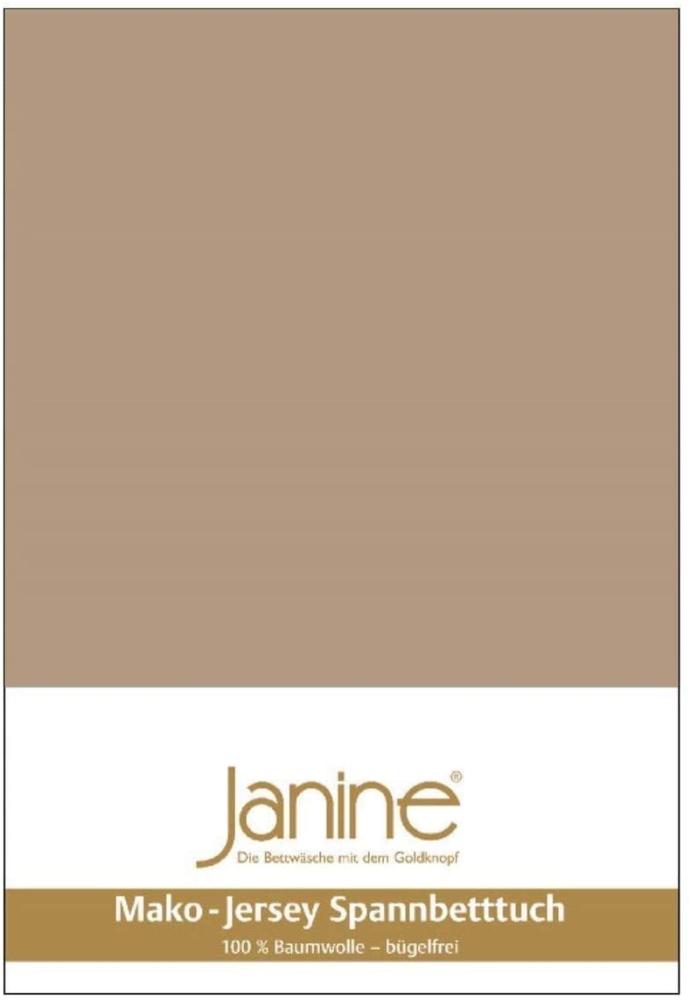 Janine Mako-Jersey Spannbetttuch Spannbettlaken 100% naturreine Baumwolle 90-100cm x 190-200cm 37 nougat Bild 1