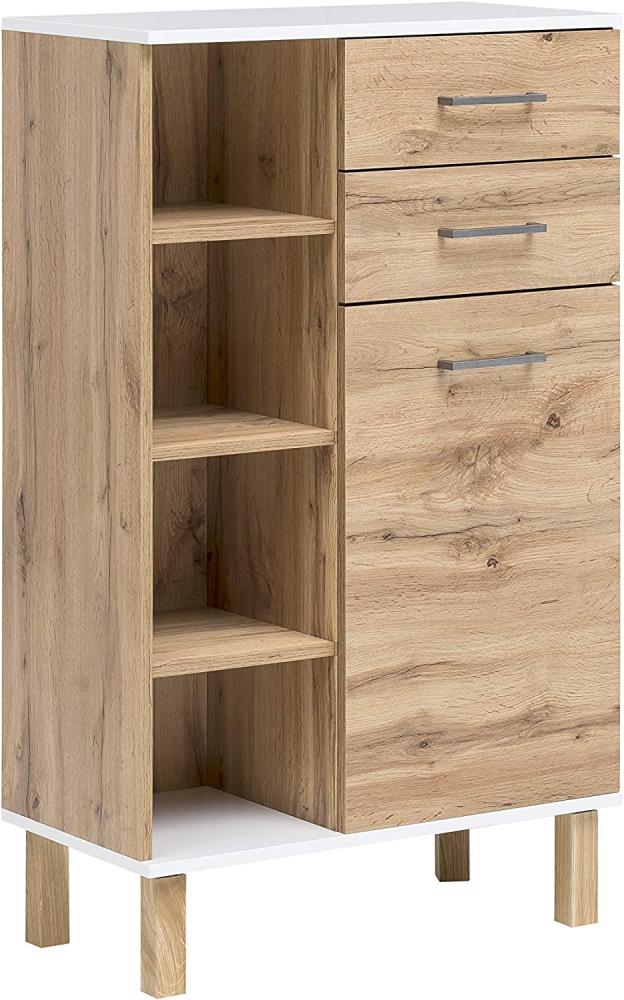 Schildmeyer Highboard 147623 Wido, Eiche Landhaus Dekor/weiß, 114,5 x 67 x 35 cm Bild 1