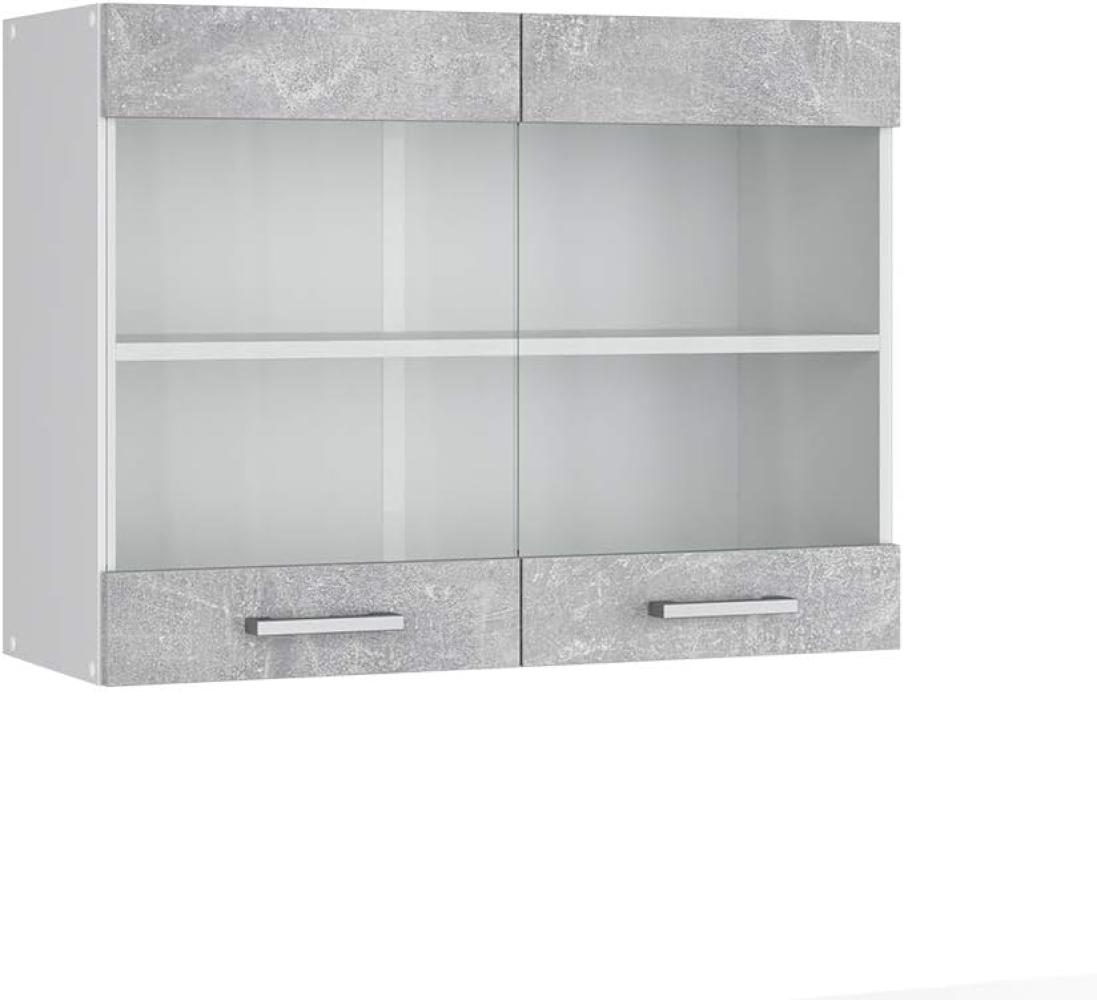 Vicco Küchenschrank R-Line Hängeschrank Unterschrank Küchenzeile Küchenunterschrank Arbeitsplatte, Möbel verfügbar in anthrazit und weiß (Beton ohne Arbeitsplatte, Hängeglasschrank 80 cm) Bild 1