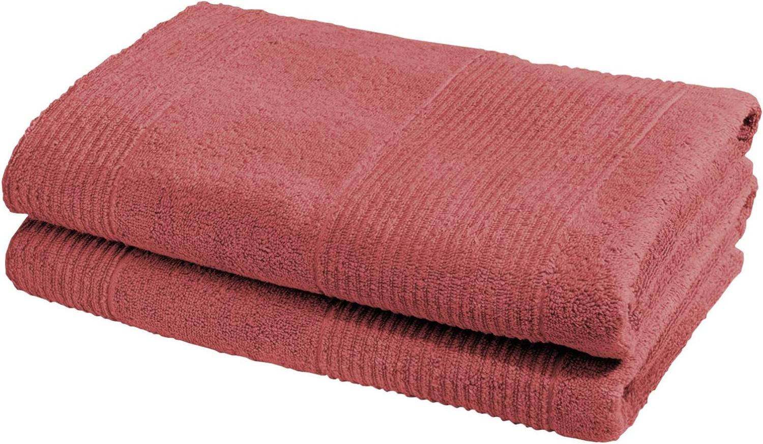 Fleuresse Frottier Duschtuch 2-er Set Größe 70x140 cm, Farbe 14 flamingo red Bild 1