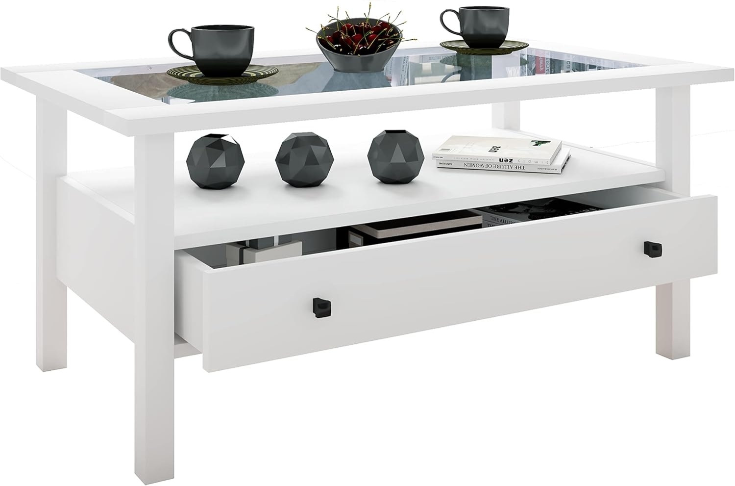 VCM Beistelltisch & Couchtisch Lingis 919076 Weiß H. 42 x B. 90 x T. 54 cm Bild 1