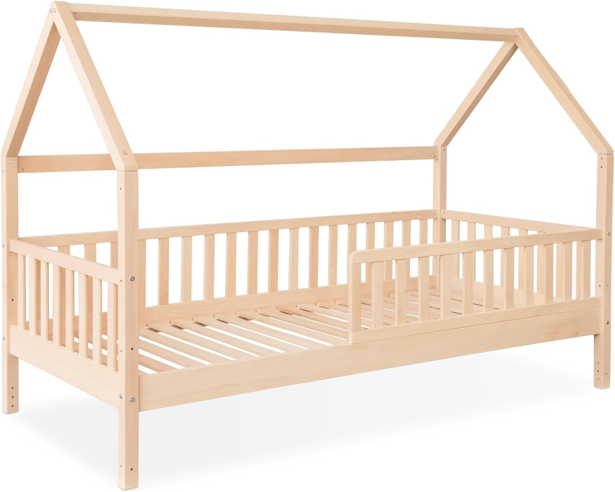 Ehrenkind Hausbett aus massiver Buche in verschiedenen Größen, FSC zertifiziert (Montessori Kinderbett, Jugendbett aus massivem und nachhaltigem Buchenholz, 90x200), höhenverstellbar Bild 1