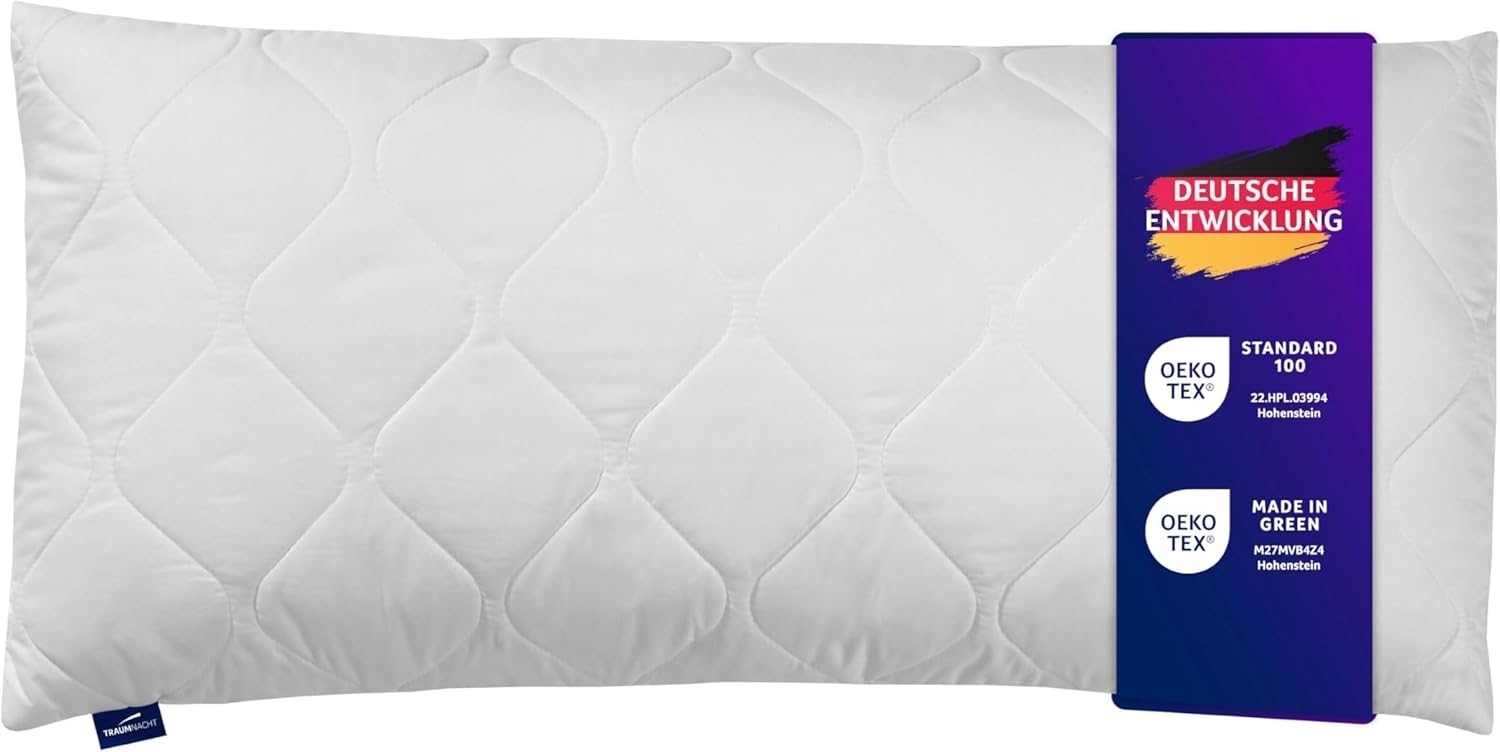 Traumnacht Cozy - Kopfkissen mit Bezug aus softer Mikrofaser, Öko-Tex zertifiziertes Kopfkissen mit Reißverschluss, 40x80 cm, produziert nach deutschem Qualitätsstandard Bild 1