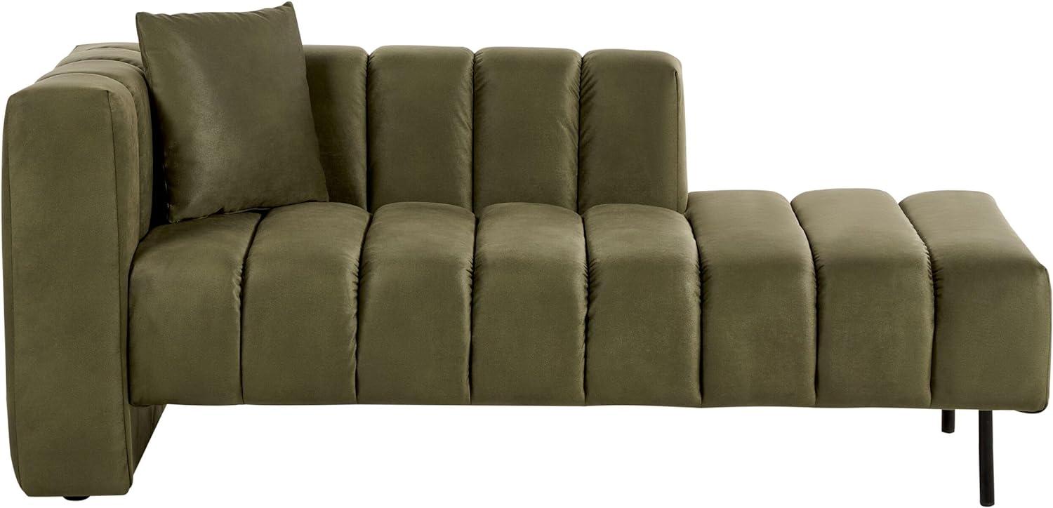 Chaiselongue Samtstoff olivgrün linksseitig LANNILS Bild 1