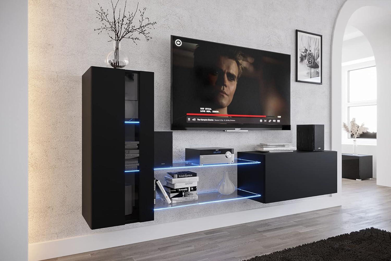 Furnitech Future C45 New Mediawand Wandschrank mit Led Beleuchtung Wohnzimmer Wohnwand Möbel Schrankwand (Möbel ohne LED, 45N-M-B3-1A) Bild 1
