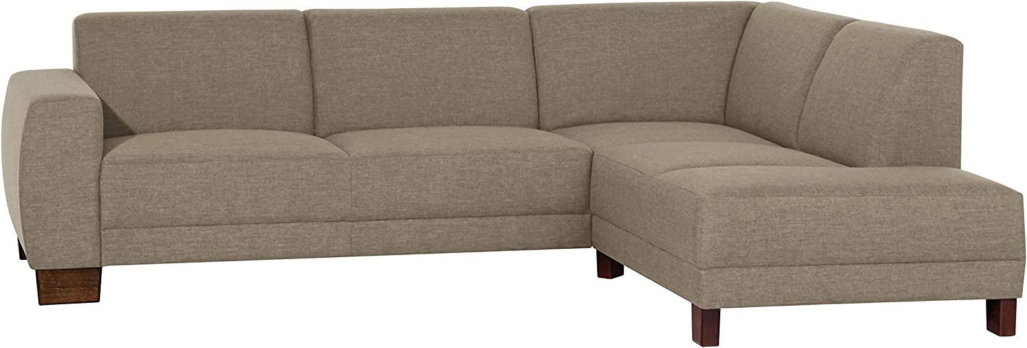 Blackpool Ecksofa Flachgewebe Leinenoptik Sahara Buche Nussbaumfarben Bild 1